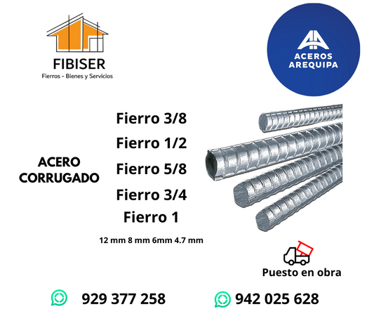 10) Fierros Aceros Arequipa de 3/8