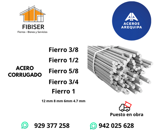 15) Fierros Aceros Arequipa de 12mm